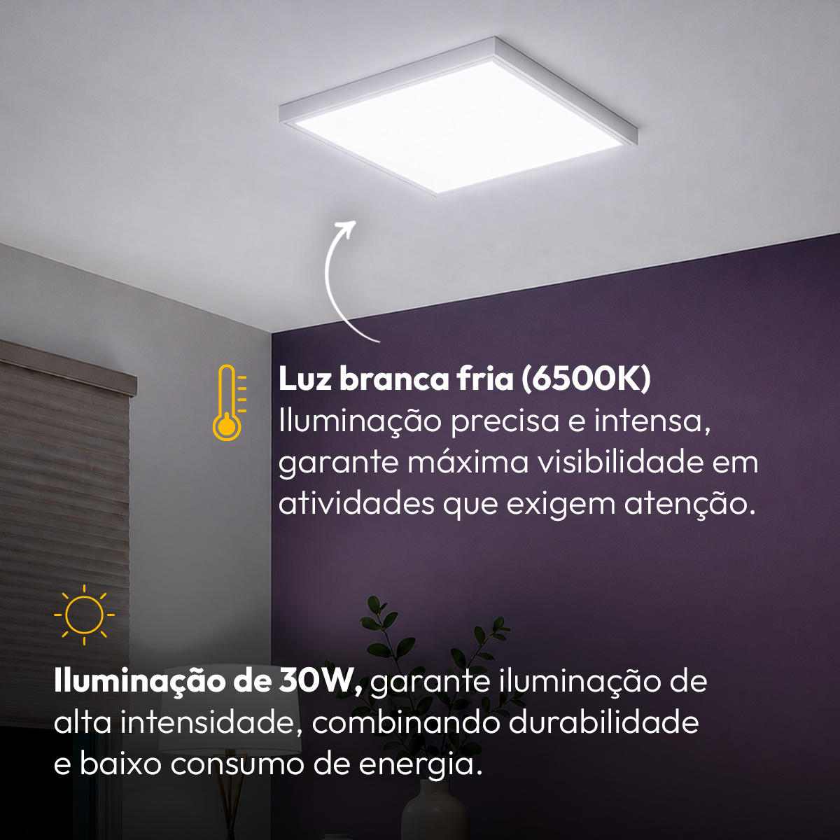 Painel Led Plafon Aluminio Sobrepor 30w 6500K Branco Frio 40x40cm Quadrado Alut