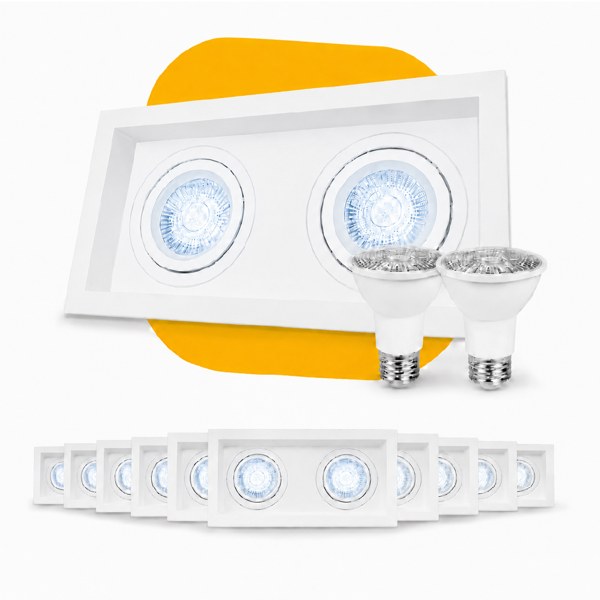 Kit 10 Spot Recuado Duplo + Lampada Led Par20 7w 6500k Branco Frio E27 Branco Alut