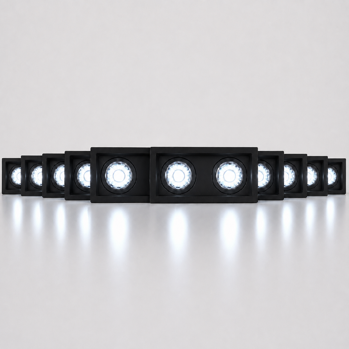 Kit 10 Spot Recuado Duplo + Lampada Led Par20 7w 6500k Branco Frio E27 Preto Alut