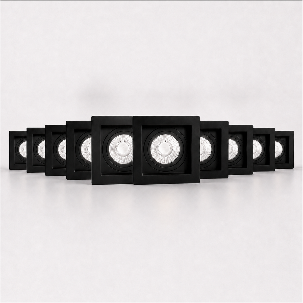 Kit 10 Spot Recuado Quadrado + Lampada Led Dicróica MR16 4,8w 4000k Branco Neutro GU10 Preto Alut