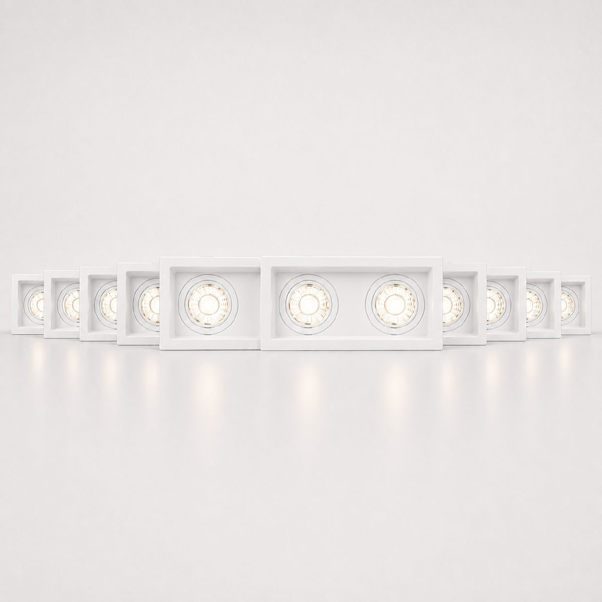 Kit 10 Spot Recuado Duplo + Lâmpada Led Dicróica MR16 4,8w 4000k Branco Neutro GU10 Branco Alut