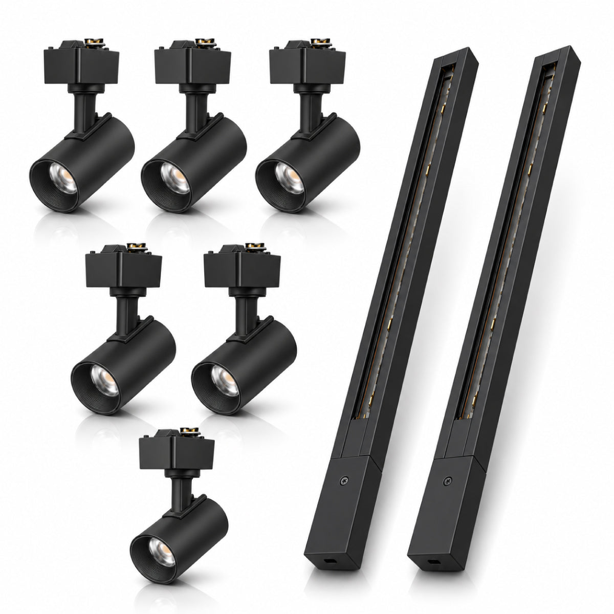 kit Trilho 2m + 6 Spots 5w 6500k Branco Frio Eletrificado Bivolt Preto Cod: ALUT-KC-00023 Alut By Avant