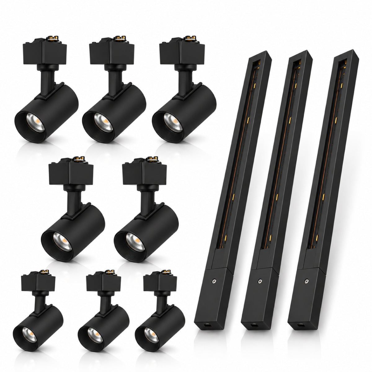 Kit Trilho 3m + 10 Spots 5w 6500k Branco Frio Eletrificado Bivolt Preto Alut