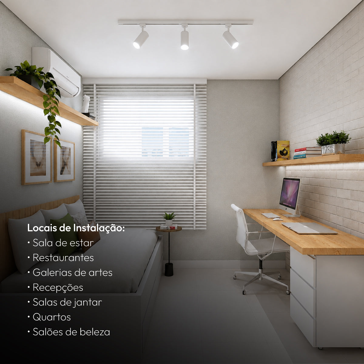 Kit Trilho 1m + 3 Spots 5w 6500k Branco Frio Eletrificado Bivolt Branco Alut