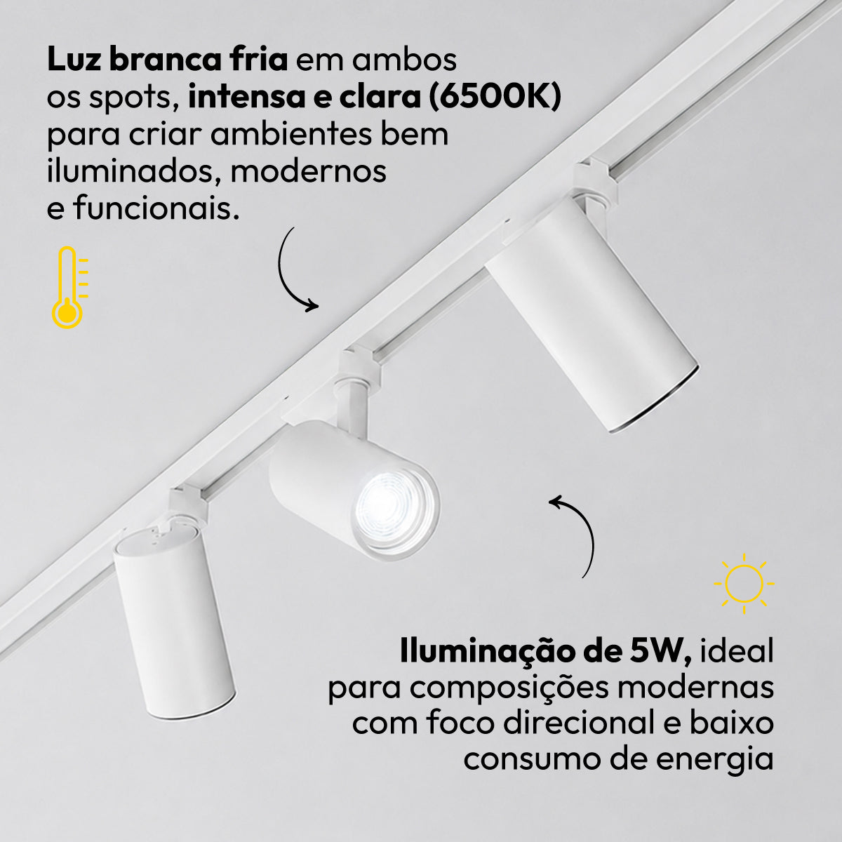 Kit Trilho 1m + 3 Spots 5w 6500k Branco Frio Eletrificado Bivolt Branco Alut
