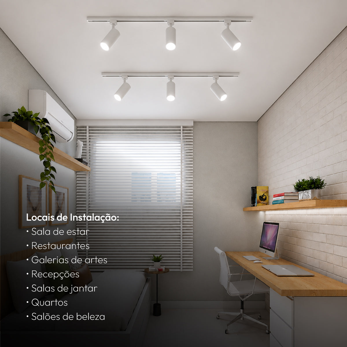 Kit Trilho 2m + 6 Spots 5w 6500k Branco Frio Eletrificado Bivolt Branco Alut
