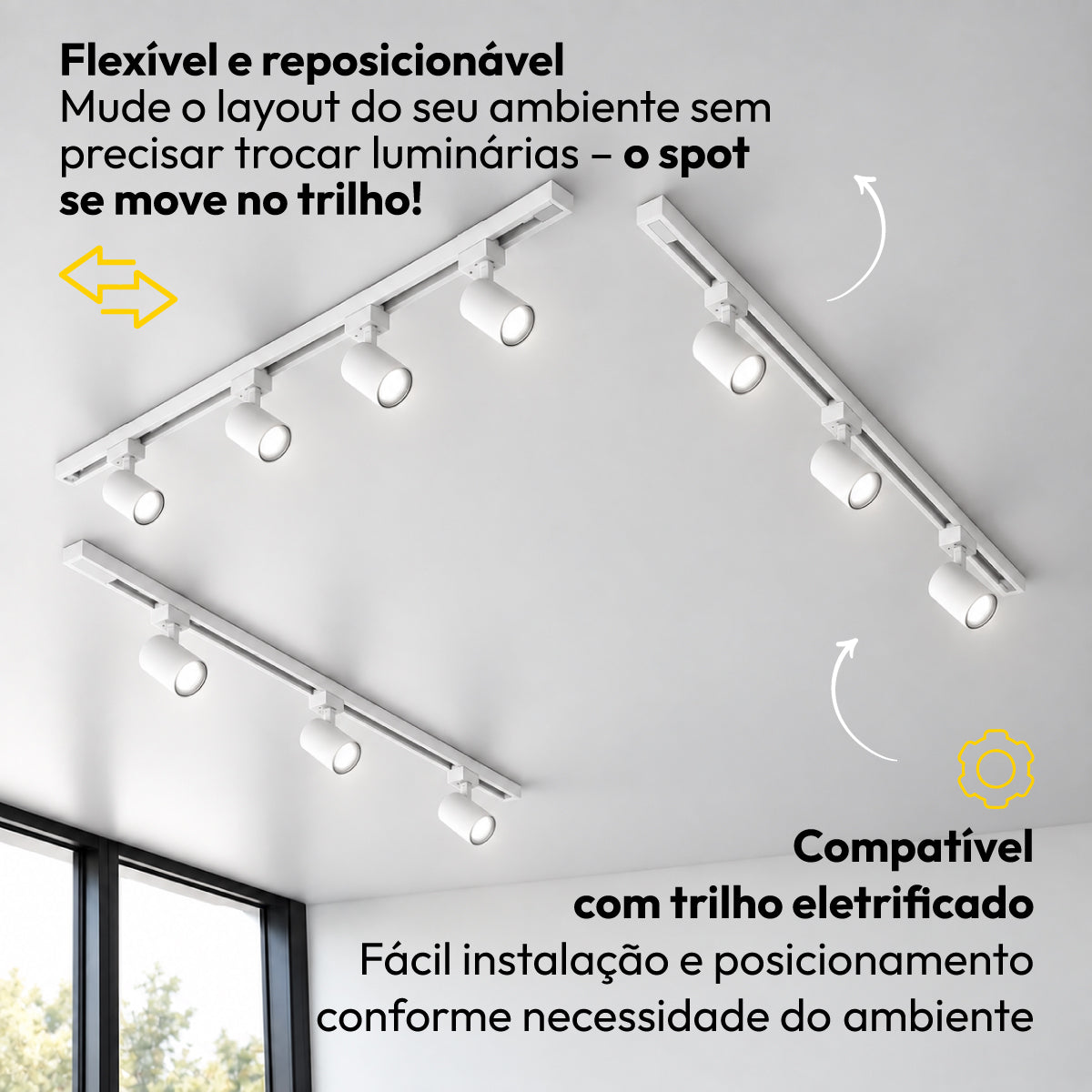Kit Trilho 3m + 10 Spots 5w 6500k Branco Frio Eletrificado Bivolt Branco Alut