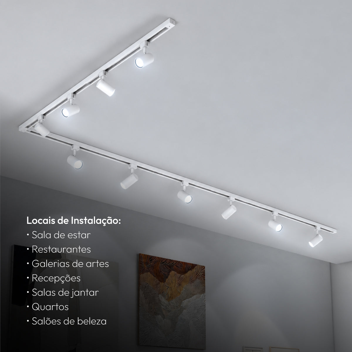 Kit Trilho 3m + 10 Spots 5w 6500k Branco Frio Eletrificado Bivolt Branco Alut