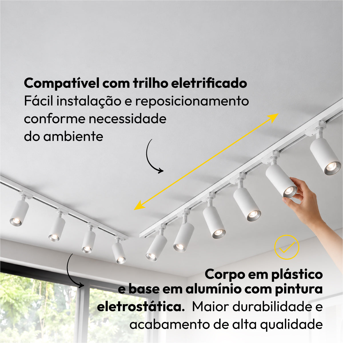 Kit Trilho 3m + 10 Spots 5w 6500k Branco Frio Eletrificado Bivolt Branco Alut