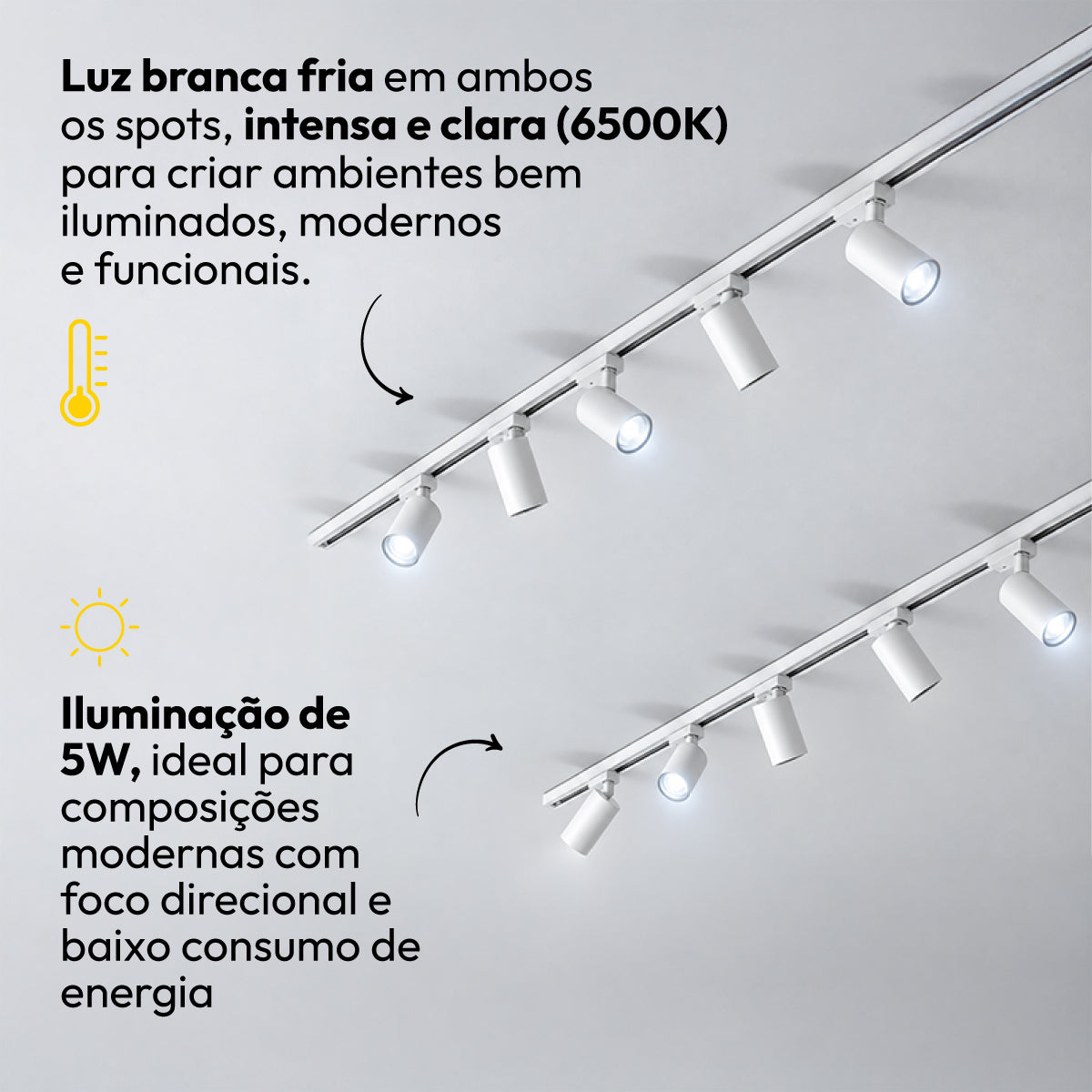 Kit Trilho 3m + 10 Spots 5w 6500k Branco Frio Eletrificado Bivolt Branco Alut