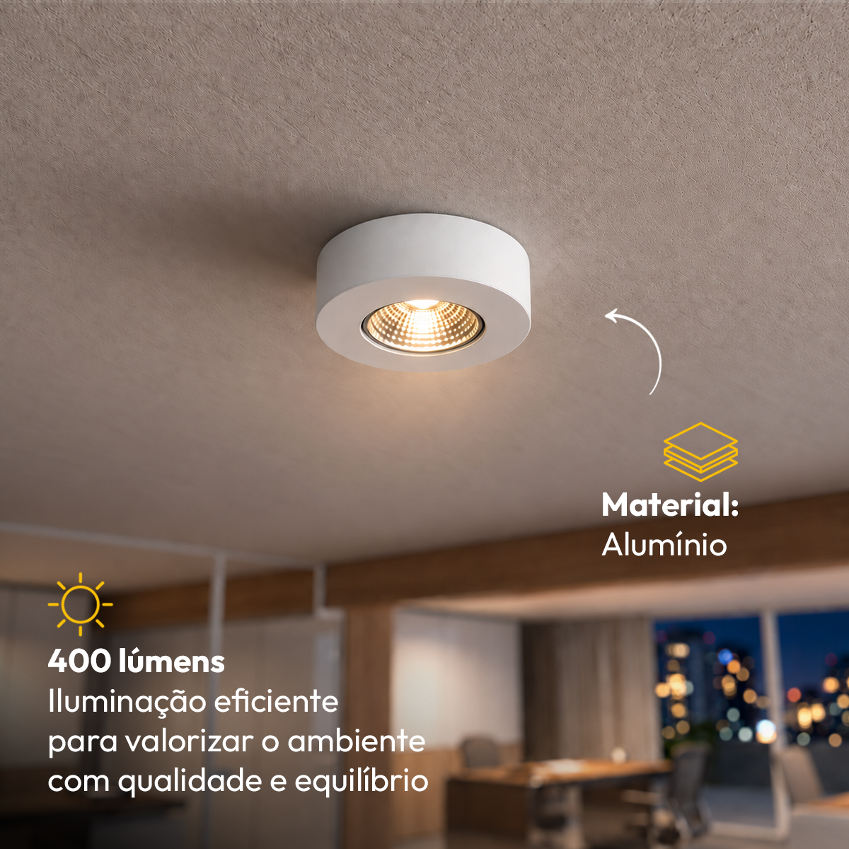 Spot Led Alumínio Beiral de teto 5w 3000k Branco Quente 8cm Bivolt Redondo Branco Alut