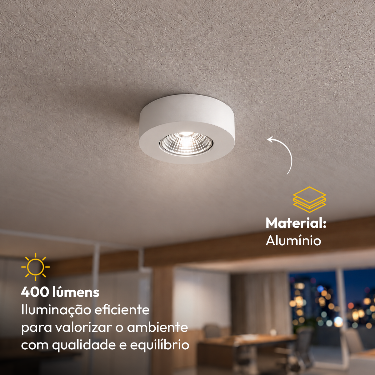 Spot Led Alumínio Beiral de teto 5w 4000k Branco Neutro 8cm Bivolt Redondo Branco Alut