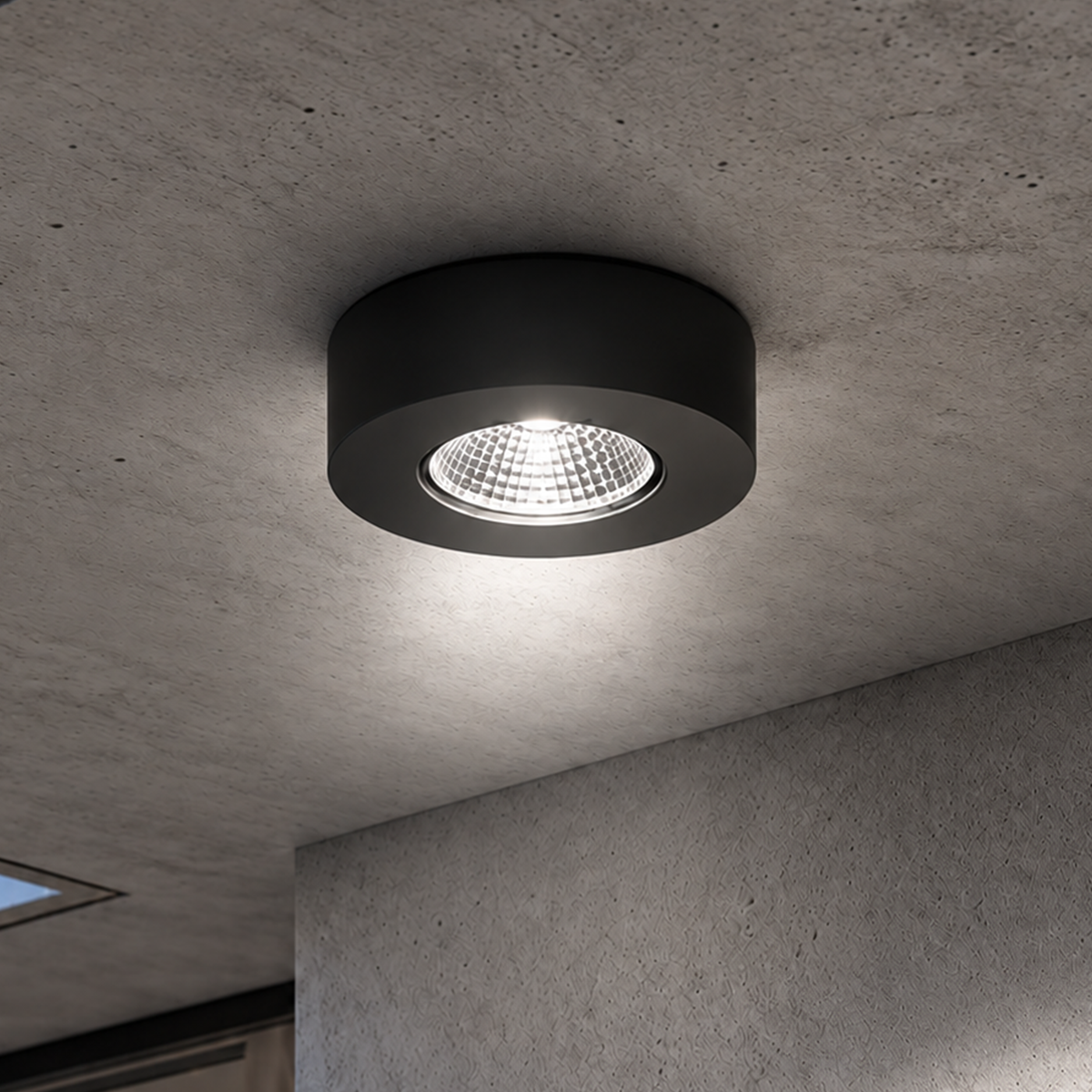 Spot Led Alumínio Beiral de Teto 5w 4000k Branco Neutro 8cm Bivolt Redondo Preto Alut