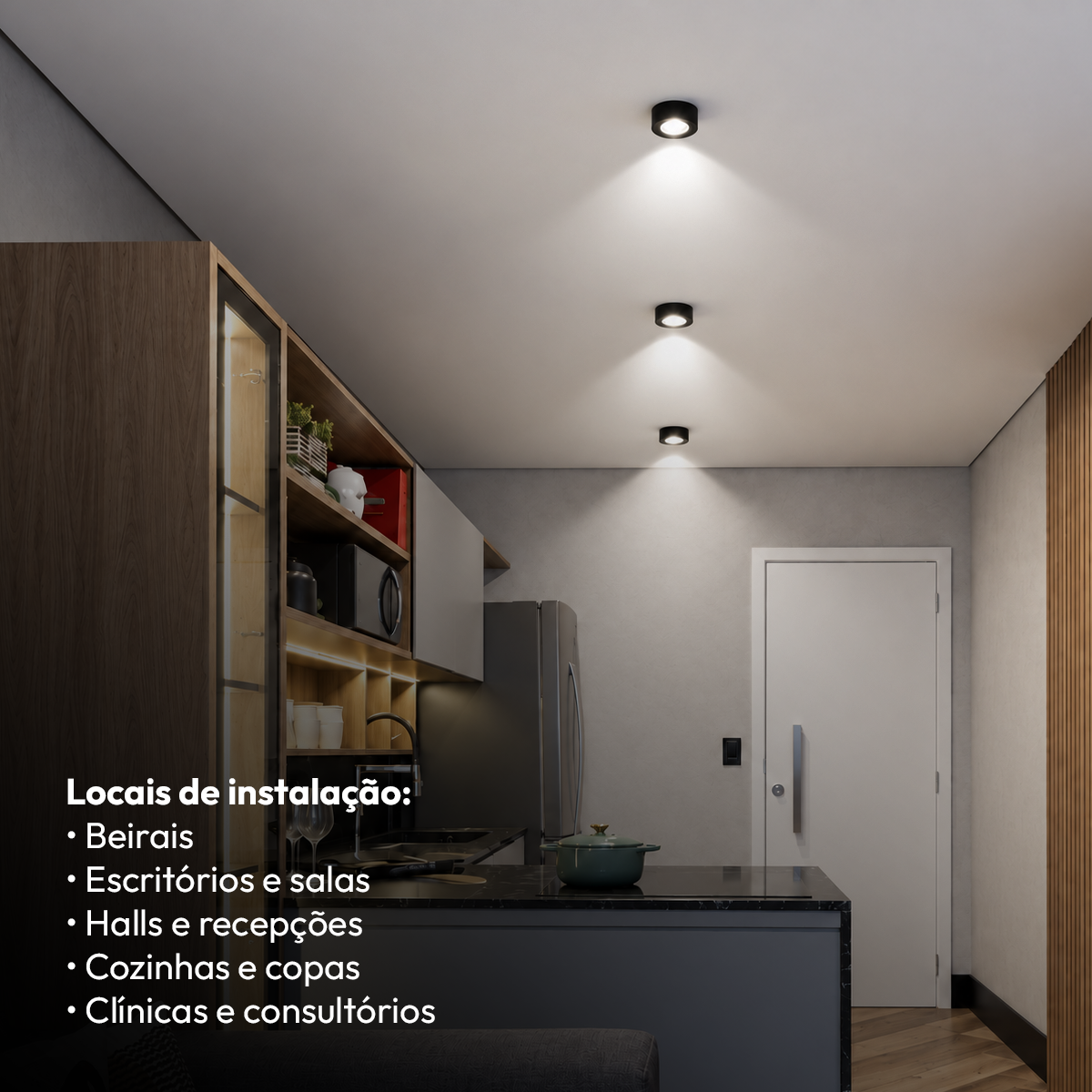 Spot Led Alumínio Beiral de Teto 5w 4000k Branco Neutro 8cm Bivolt Redondo Preto Alut