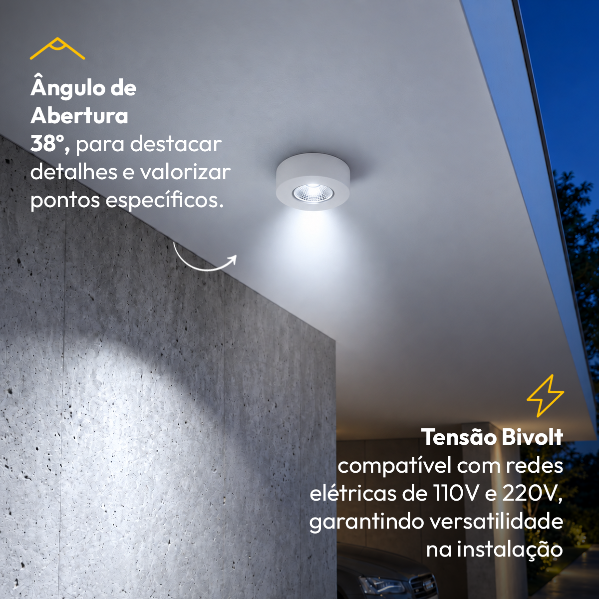 Spot Led Alumínio Beiral de teto 5w 6500k Branco Frio 8cm Bivolt Redondo Branco Alut