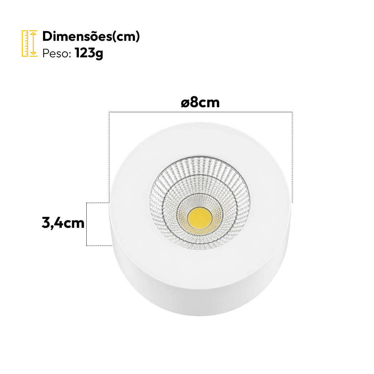 Spot Led Alumínio Beiral de teto 5w 6500k Branco Frio 8cm Bivolt Redondo Branco Alut