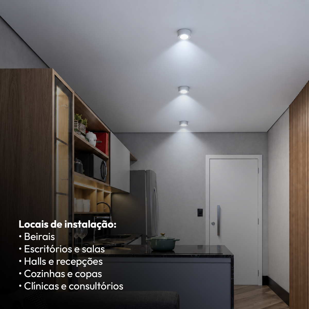 Spot Led Alumínio Beiral de teto 5w 6500k Branco Frio 8cm Bivolt Redondo Branco Alut