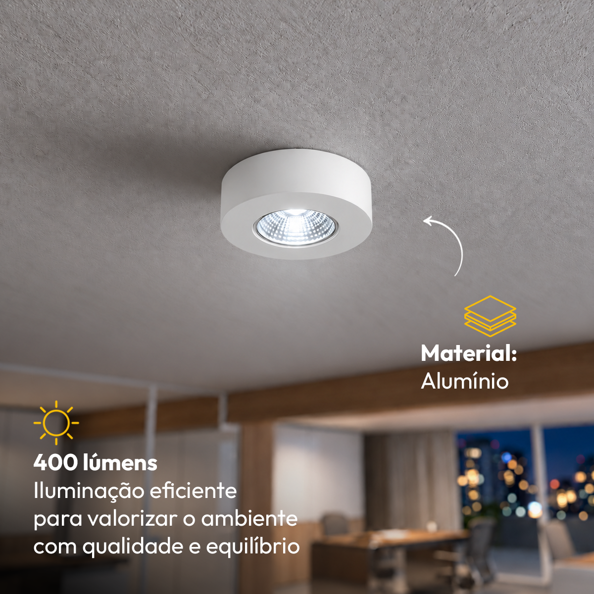 Spot Led Alumínio Beiral de teto 5w 6500k Branco Frio 8cm Bivolt Redondo Branco Alut