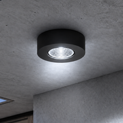 Spot Led Alumínio Beiral de Teto 5w 6500k Branco Frio 8cm Bivolt Redondo Preto Alut