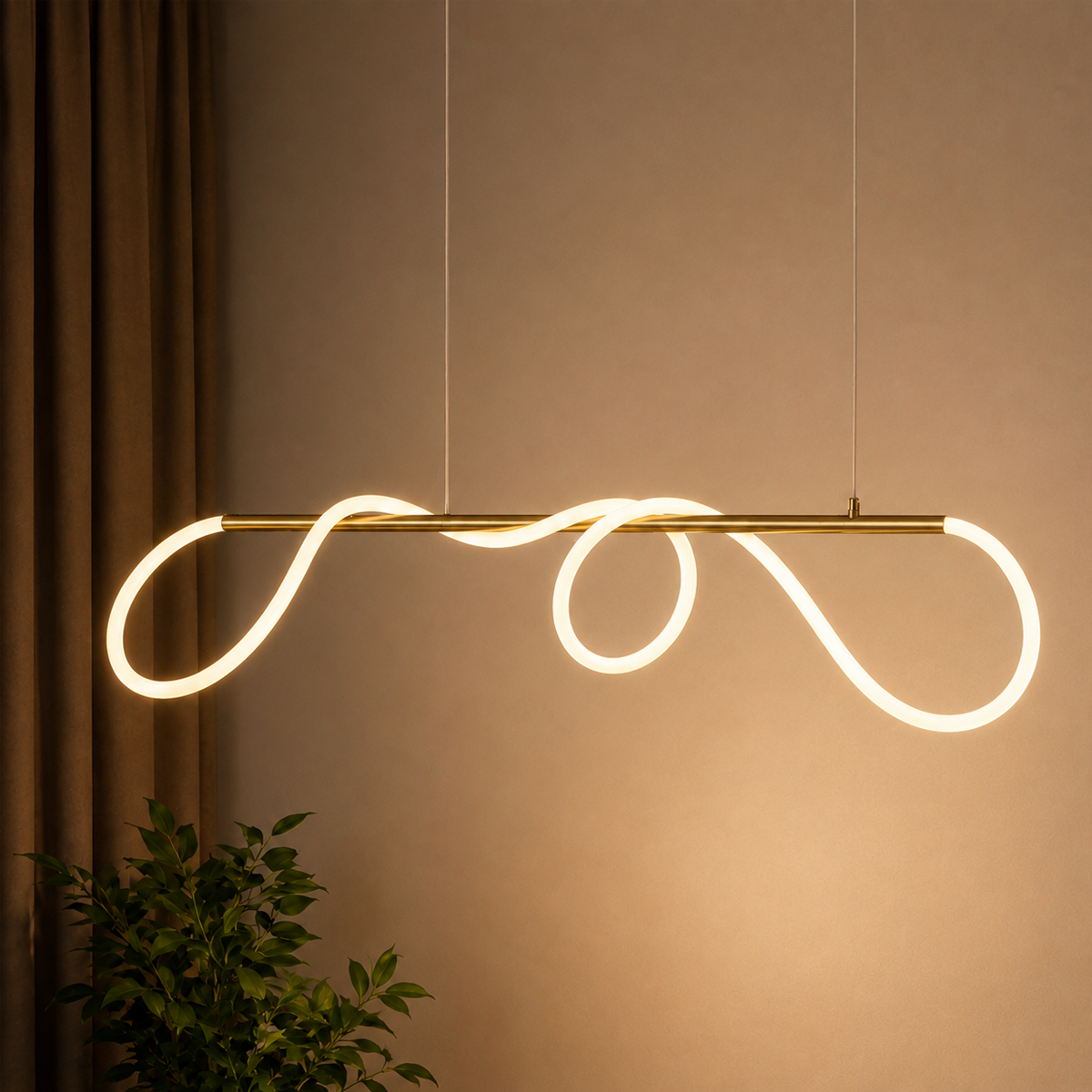 Luminária Pendente Led Wave 60w Seleção de temperatura Quente/Frio Dourado Alut