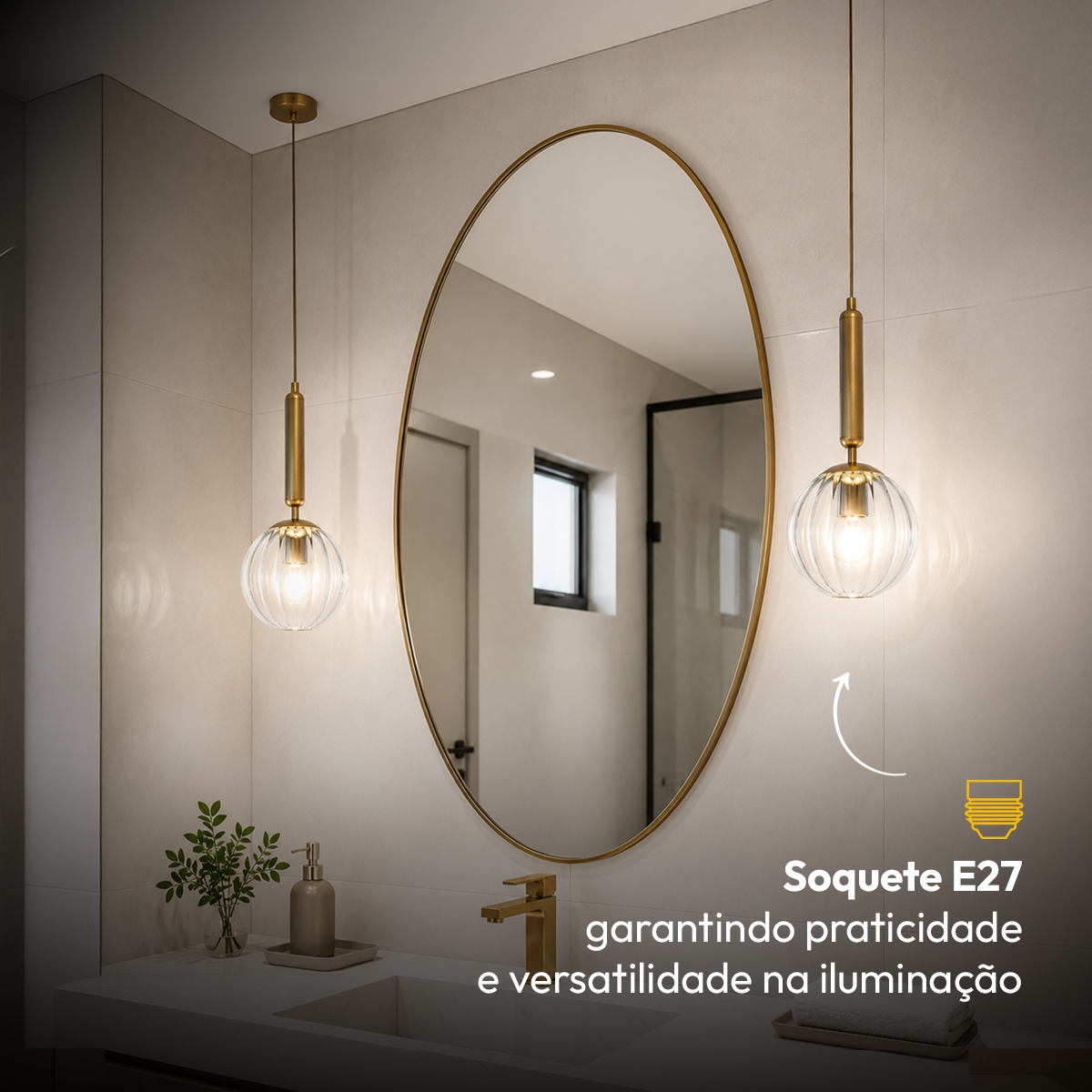 Luminária Pendente Led Cloe E27 Dourado Alut