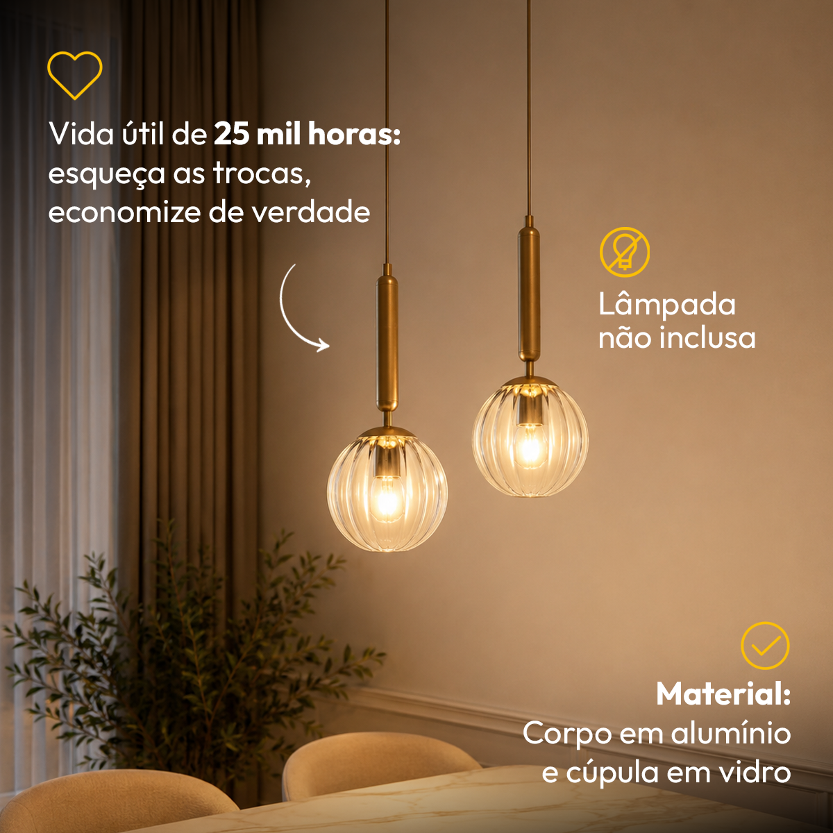 Luminária Pendente Led Cloe E27 Dourado Alut