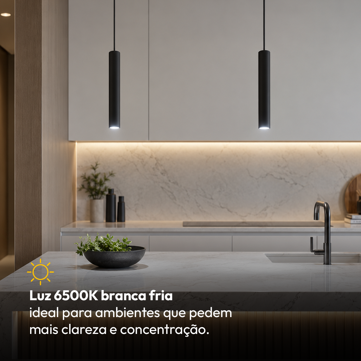 Luminária Pendente Led Zen 5w 6500K Branco Frio 15cm Preto Alut