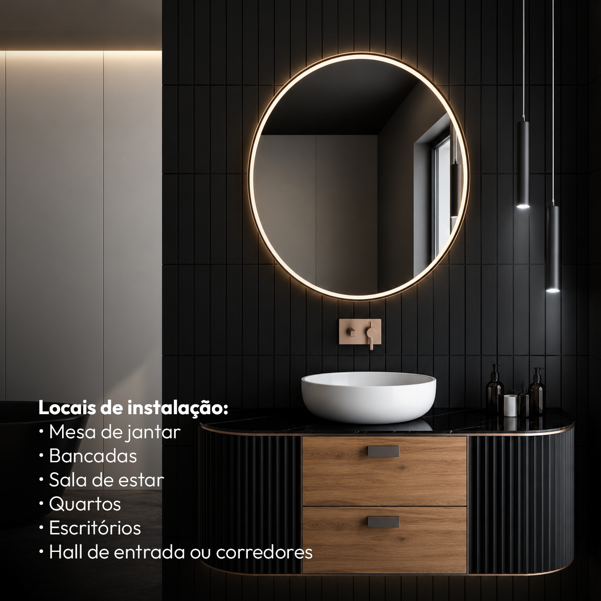 Luminária Pendente Led Zen 5w 6500K Branco Frio 30cm Preto Alut