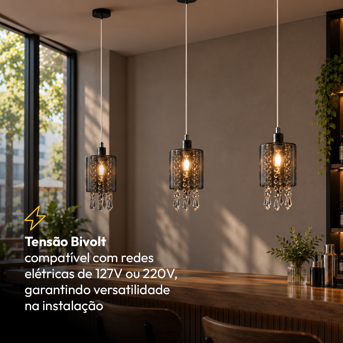 Luminária Pendente Led Imperial E27 Vidro Fumê Alut