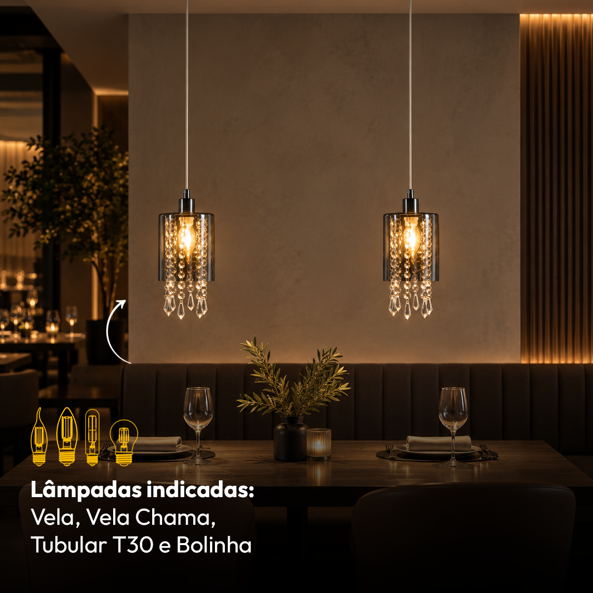 Luminária Pendente Led Imperial E27 Vidro Fumê Alut