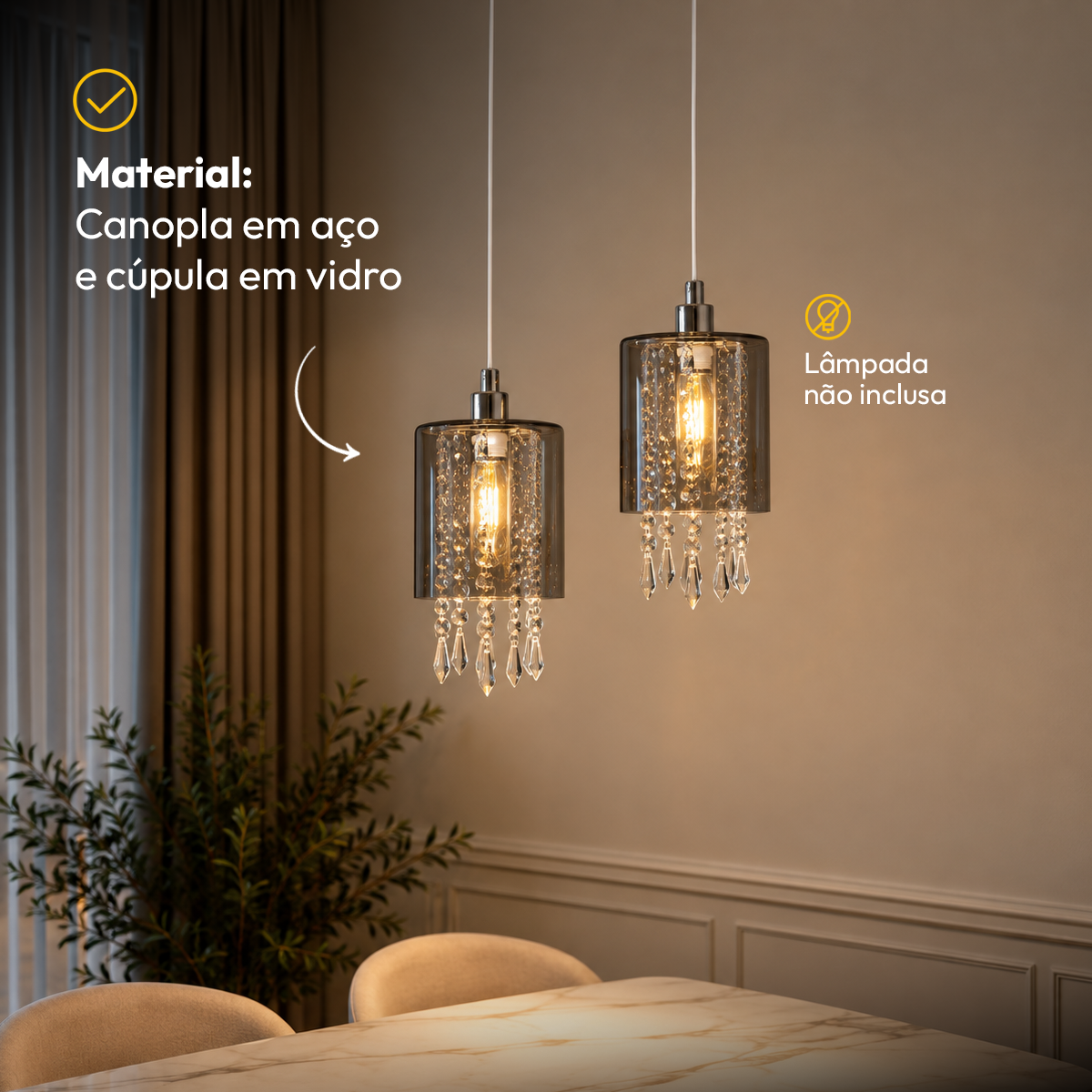 Luminária Pendente Led Imperial E27 Vidro Fumê Alut