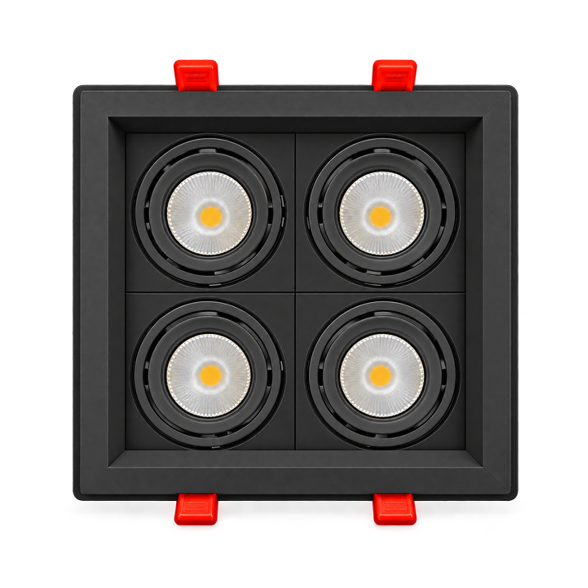 Spot Led Frame Quatto Embutir 28w 3000k Branco Quente Bivolt Preto Alut