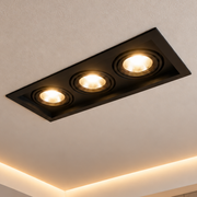 Spot Led Frame Trio Embutir 21w 3000k Branco Quente Bivolt Preto Alut
