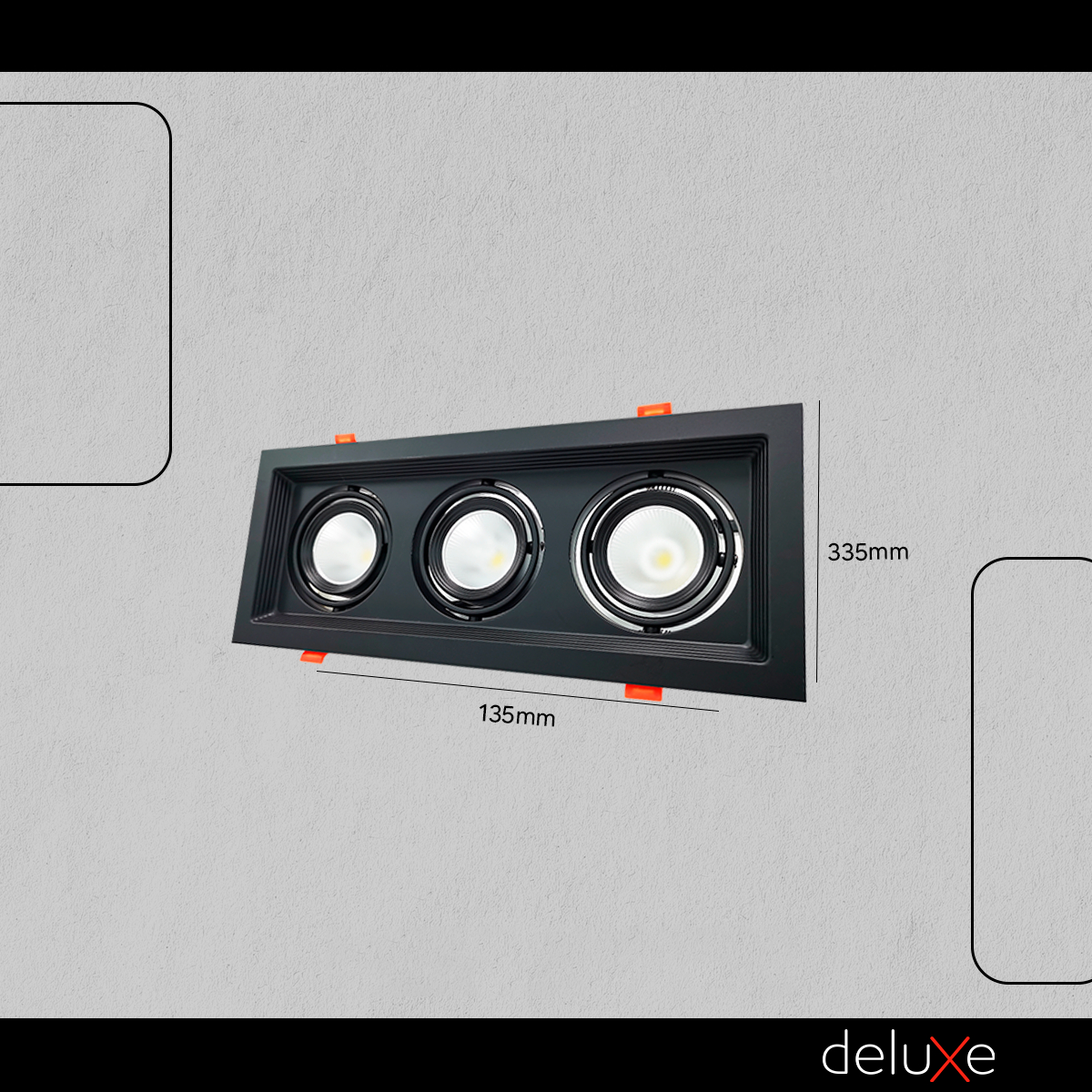 Spot Led Frame Trio Embutir 21w 3000k Branco Quente Bivolt Preto Alut