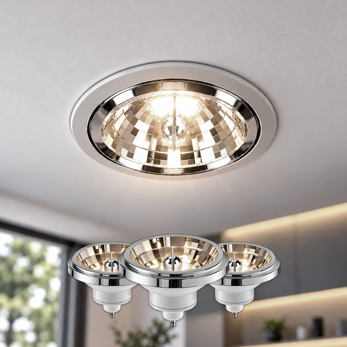 Kit 3 Lâmpada Led Ar111 12w 4000k Branco Neutro GU10 Bivolt  Branco Alut