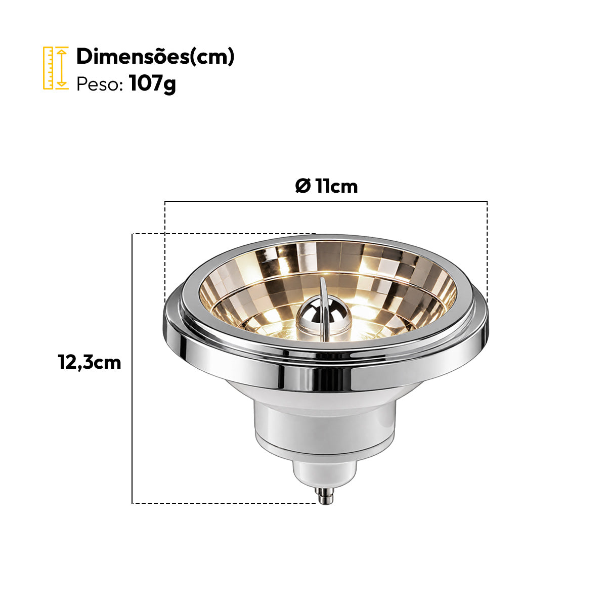 Kit 3 Lâmpada Led Ar111 12w 4000k Branco Neutro GU10 Bivolt  Branco Alut