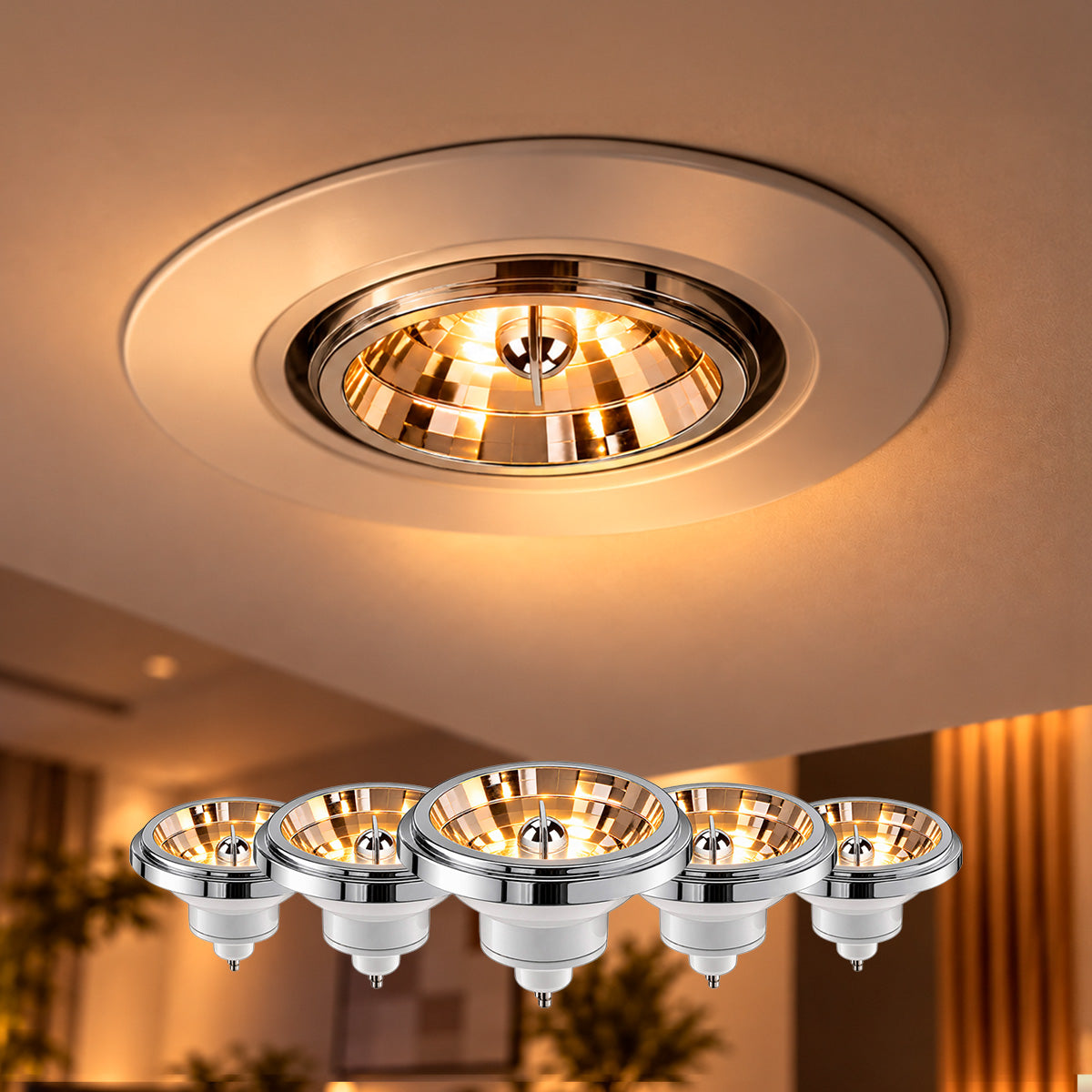 Kit 5 Lâmpadas Led Ar70 4,8w 2700k Branco Quente Gu10  Bivolt Branco Alut
