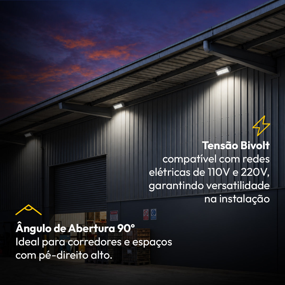 Luminária Led Industrial Linear 100W 4000K Branco Neutro 15000lm Bivolt Cinza Alut