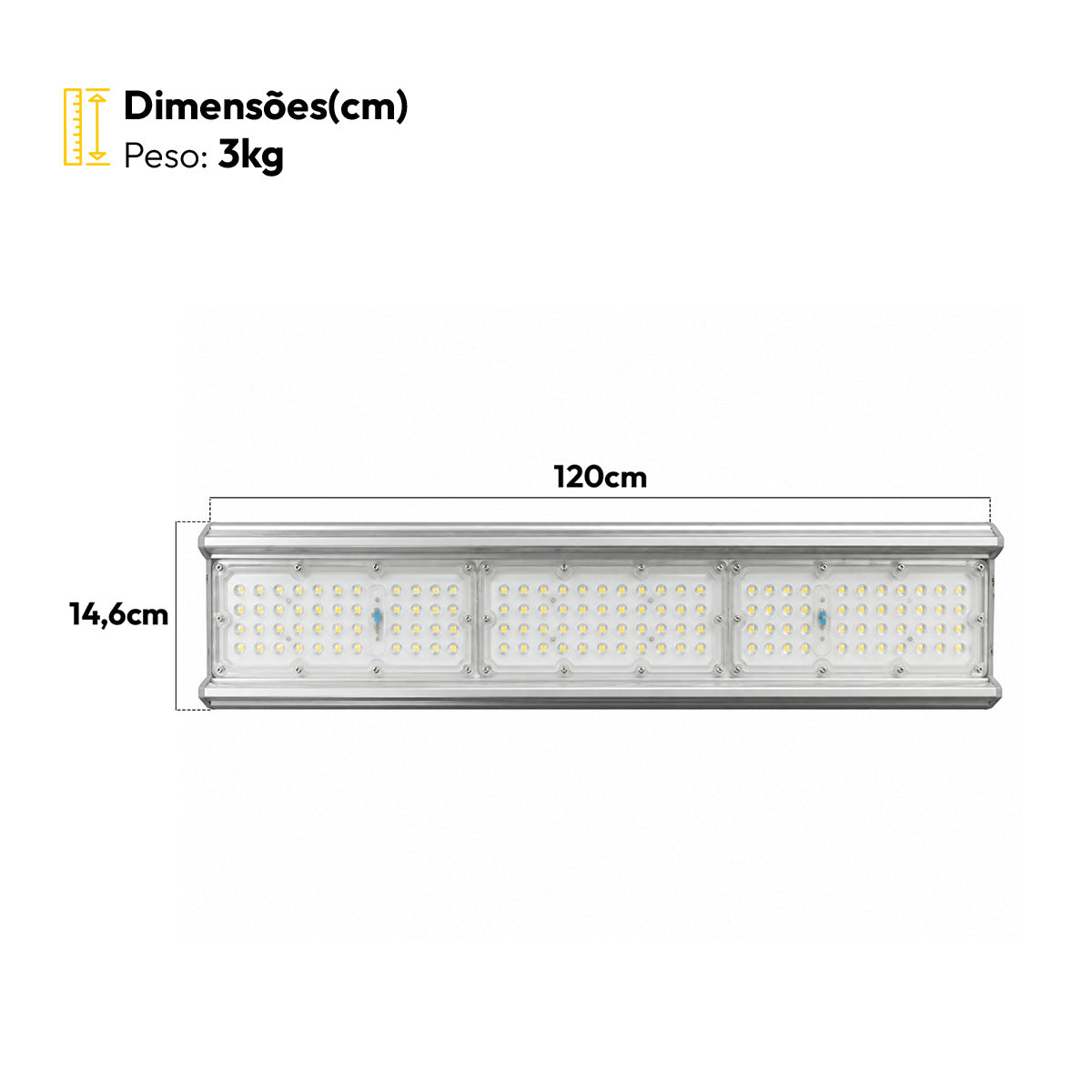 Luminária Led Industrial Linear 100W 4000K Branco Neutro 15000lm Bivolt Cinza Alut