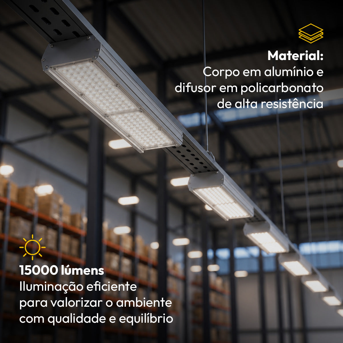 Luminária Led Industrial Linear 100W 4000K Branco Neutro 15000lm Bivolt Cinza Alut