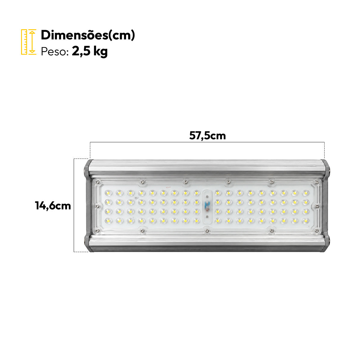 Luminária Led Industrial Linear 60w 4000K Branco Neutro 9000lm Bivolt Cinza Alut