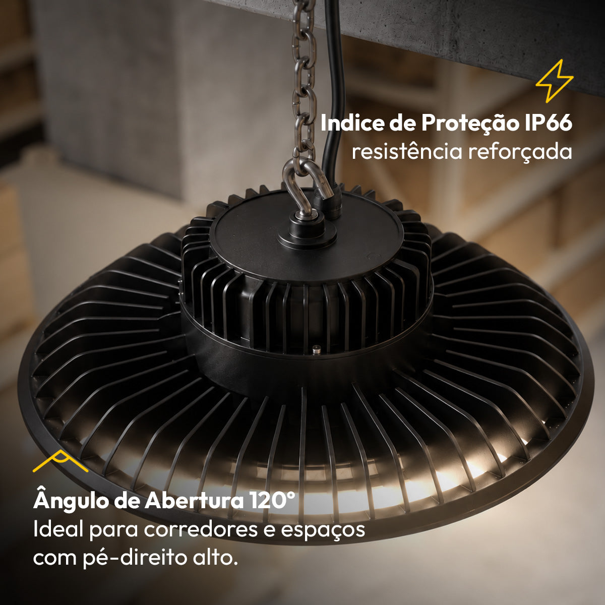Luminária Led Industrial Ufo 150w 4000K Branco Neutro 22500lm Preto Bivolt Alut