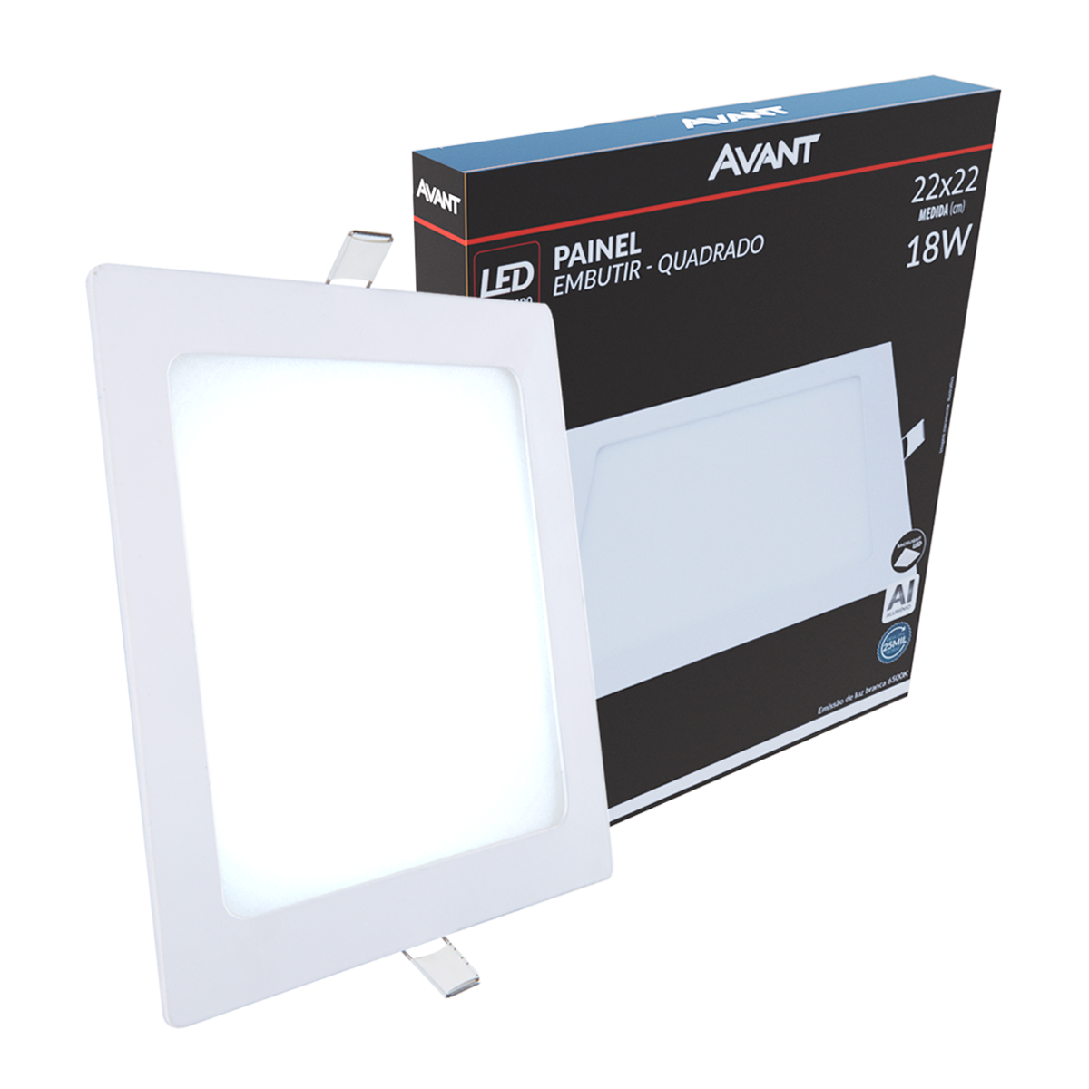 Plafon Quadrado Embutir Painel Led Alumínio 6w 12w 18w 24w 30w Branco Quente Neutro ou Frio 110v/220v Bivolt Branco