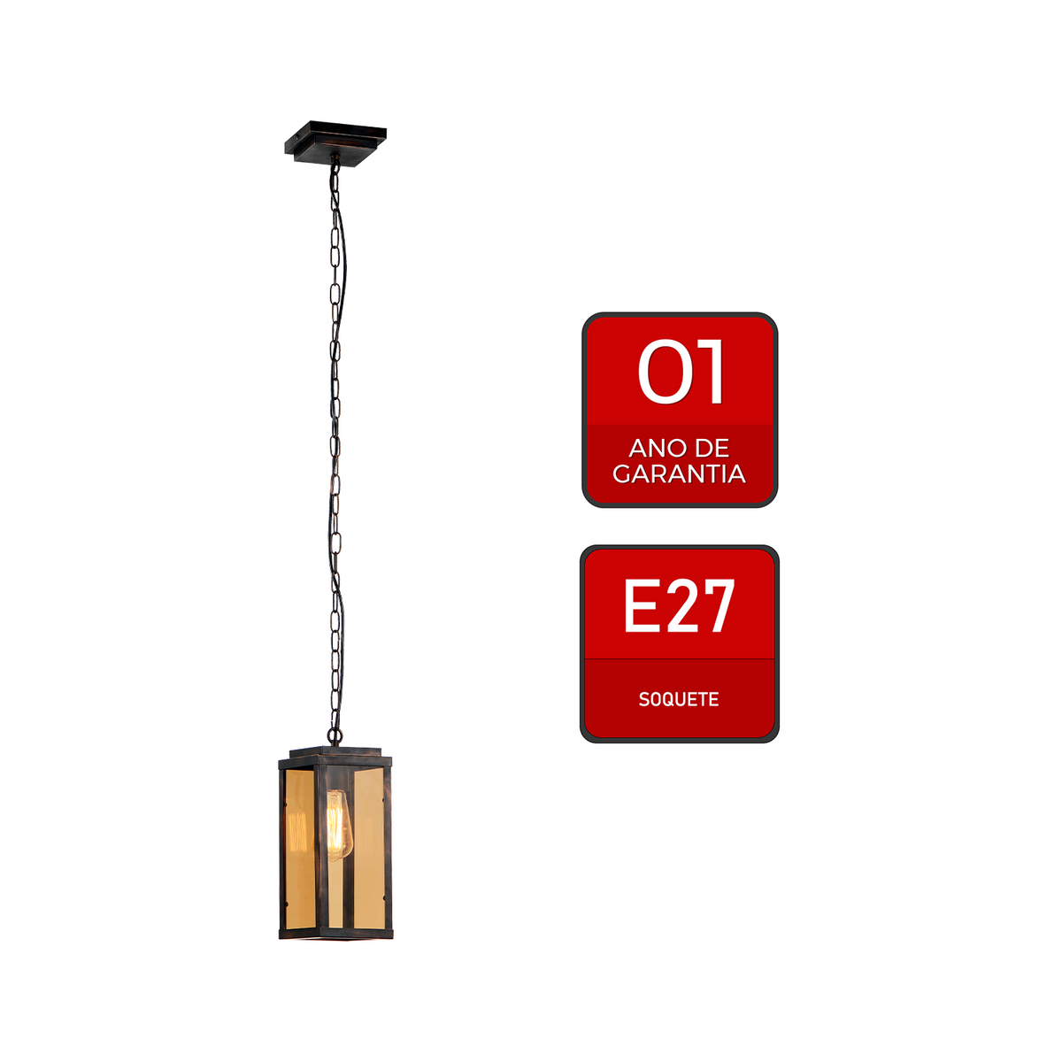Luminária Pendente Led Rustico E27 Ouro Envelhecido Alut