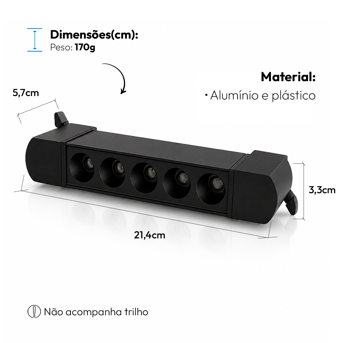 Spot Led Para Trilho Authentic Dots 10w 6500k Branco Frio 110v/220v Bivolt Preto Deluxe By Avant