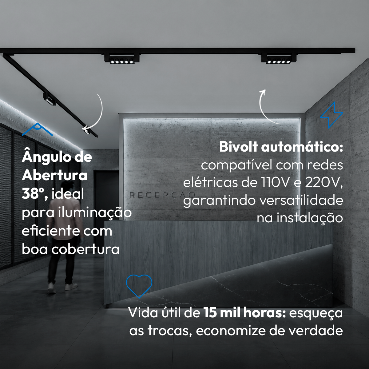 Spot Led Para Trilho Authentic Dots 10w 6500k Branco Frio 110v/220v Bivolt Preto Deluxe By Avant