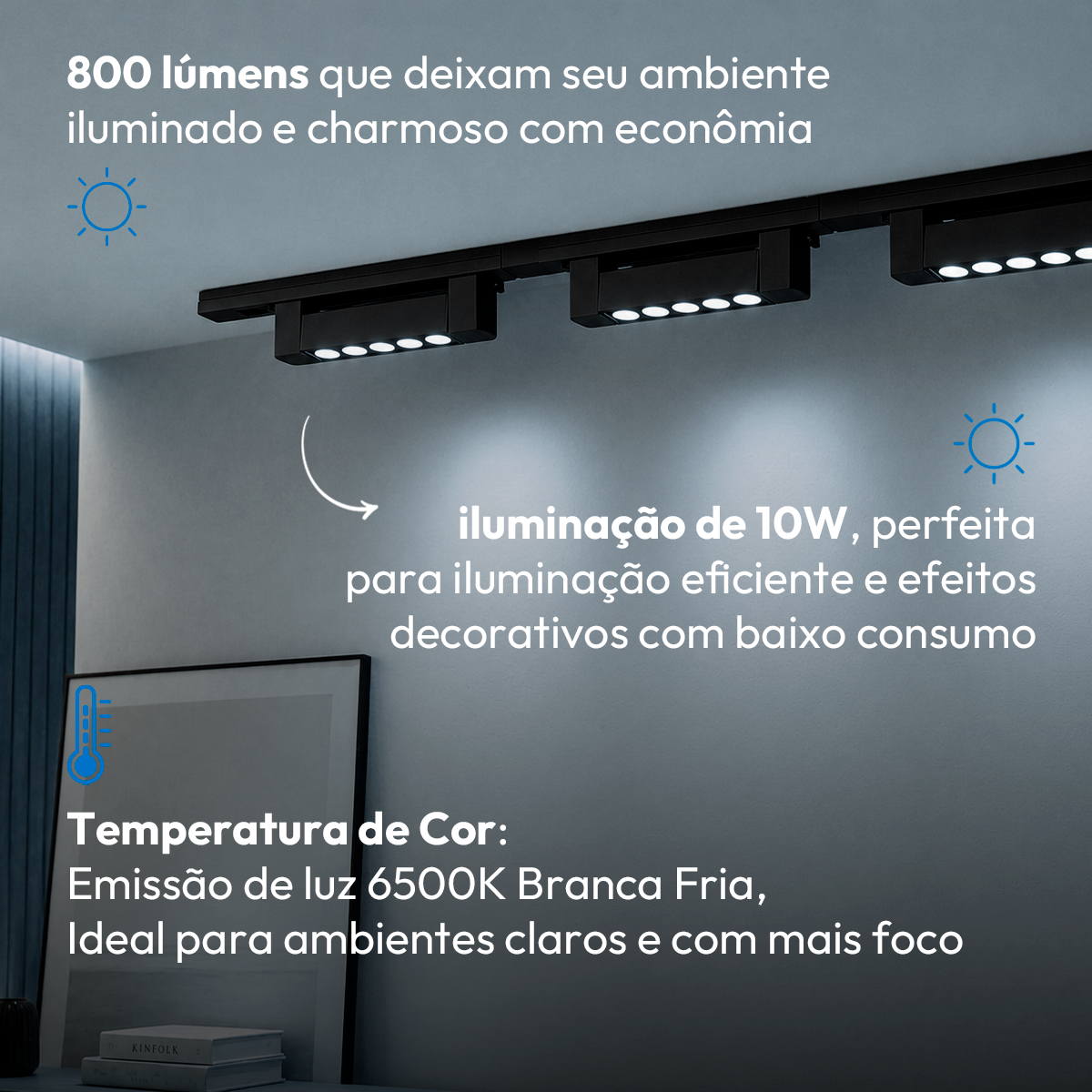 Spot Led Para Trilho Authentic Dots 10w 6500k Branco Frio 110v/220v Bivolt Preto Deluxe By Avant