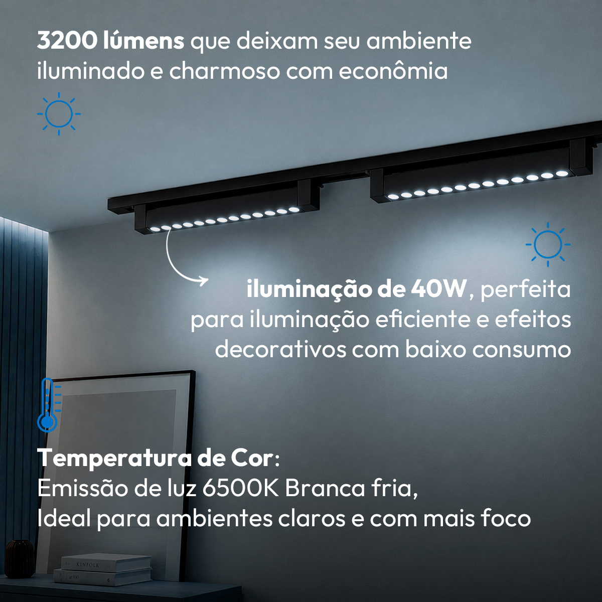 Spot Led Para Trilho Authentic Dots 40w 6500k Branco Frio 110v/220v Bivolt Preto Cod: 910481375 Deluxe By Avant