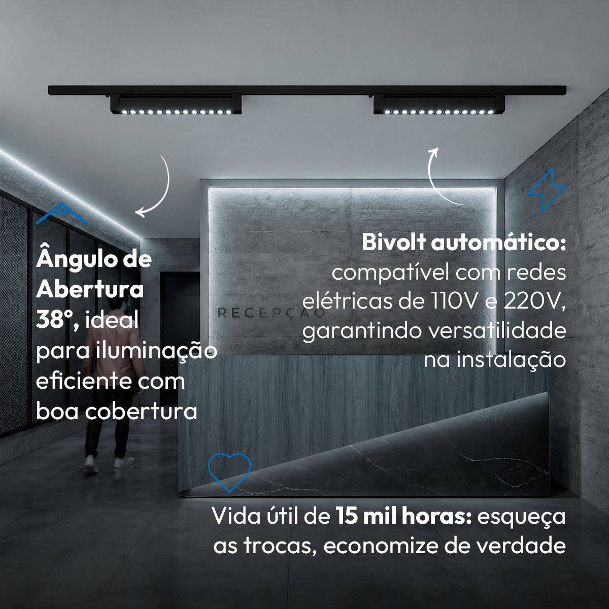 Spot Led Para Trilho Authentic Dots 40w 6500k Branco Frio 110v/220v Bivolt Preto Cod: 910481375 Deluxe By Avant