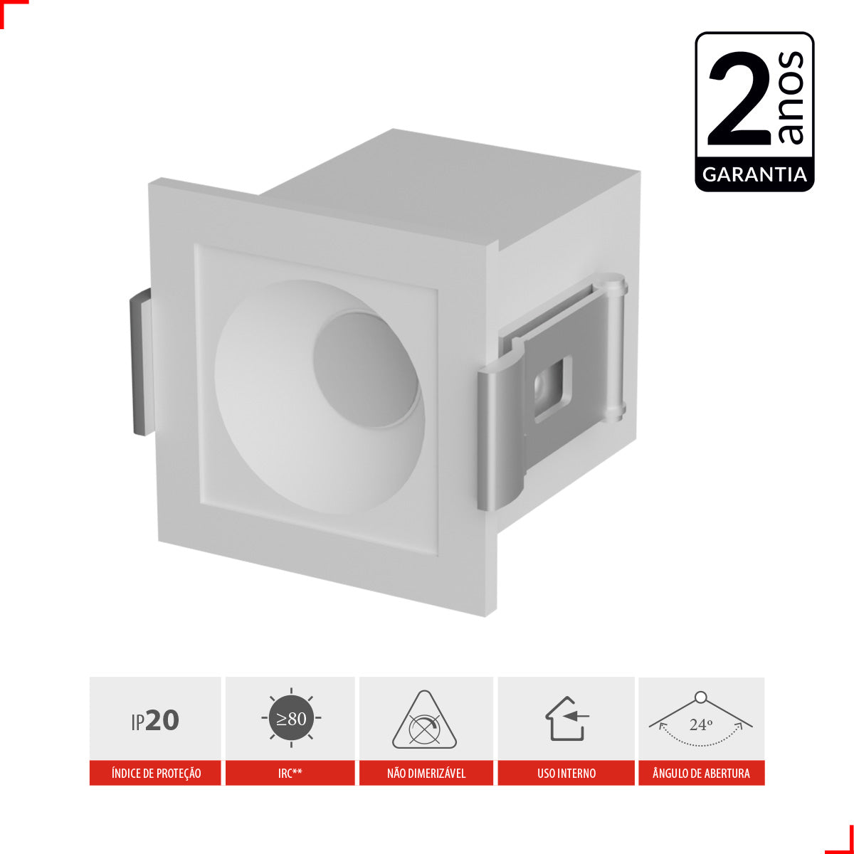 Spot Led Dots 2w 2700k/6500k Embutir Red Branco Deluxe